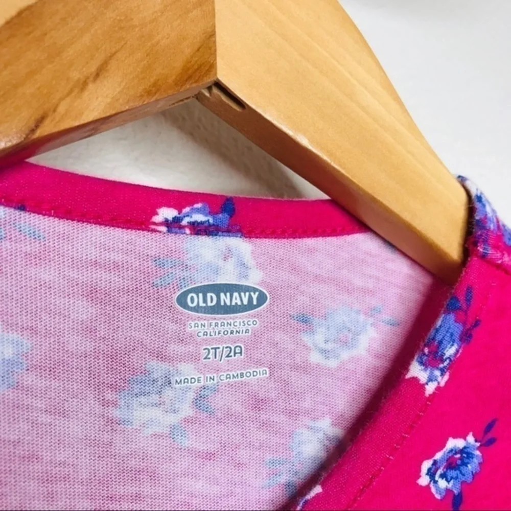 𝅺old Navy Pink with Purple Flower Cotton Dress